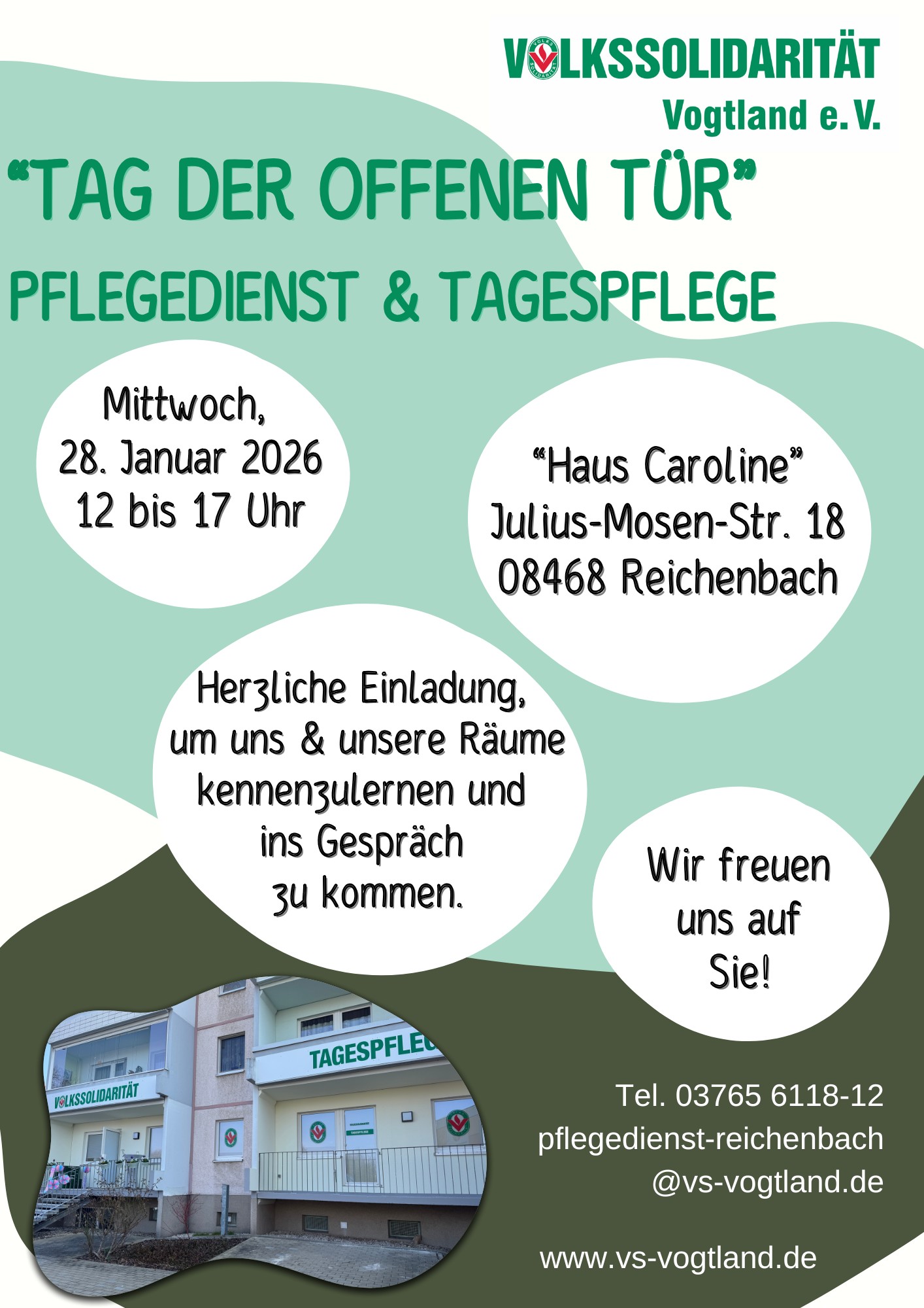 Plakat Einladung zum Tag der offenen Tür Pflegedienst und Tagespflege Reichenbach
