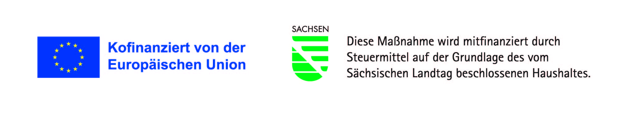 Logo-Kombination EU und Sachsen für Projekt "Kinder stärken 2.0"